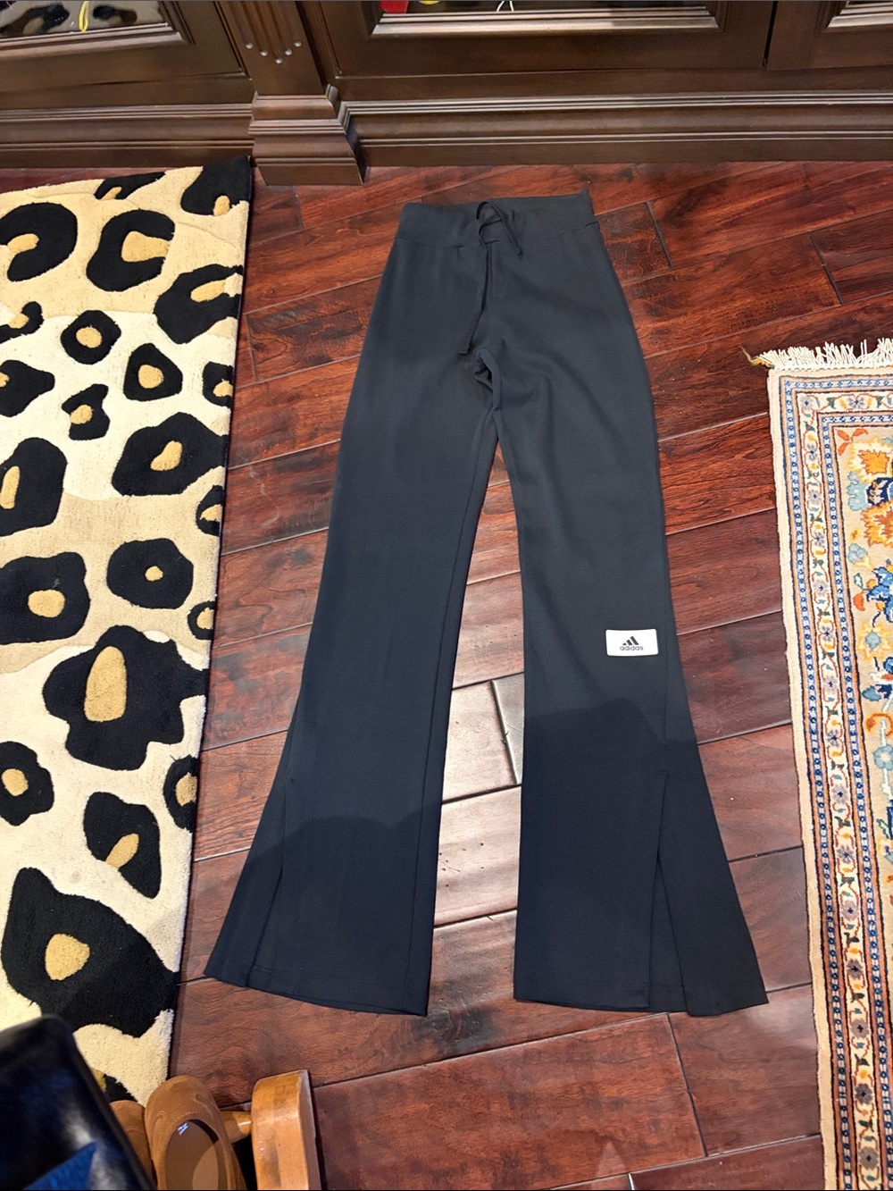 adidas Black Flared Pants with Logo Patch